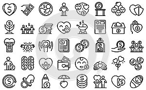Child support icons set outline vector. Family childcare