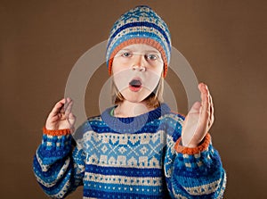 Child sweater angy hat boy