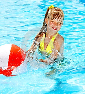 Child swimming in pool.