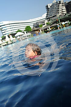 Child swimming in pool