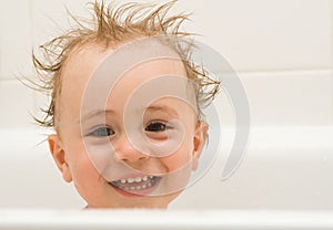 Child taking a bath