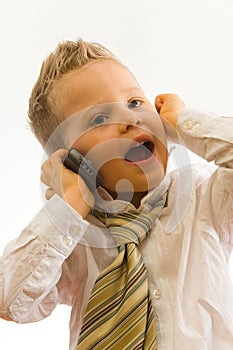 Child talking via cellphone