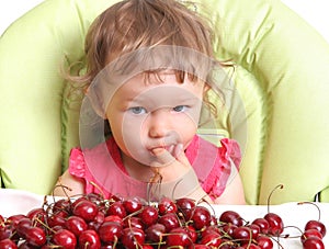 Child tastes cherry