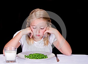 Child or teenager dislikes peas