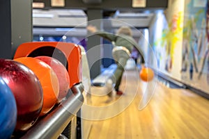 Child throwing bowling ball