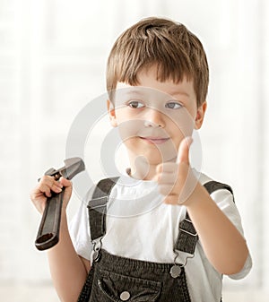 Child with tool