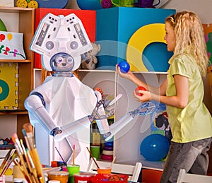 Child training of artificial intelligence by robot.