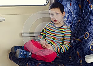 Child travelling on train