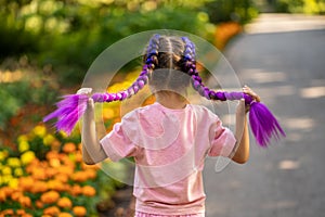 Child with trendy hairstyle, braids with kanekalon