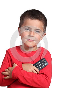 Child with tv remote control