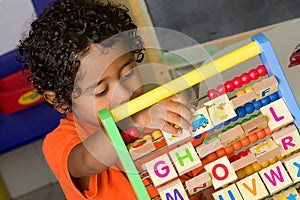 Child Using Abacus