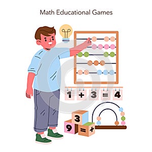 Child Using Abacus for Math
