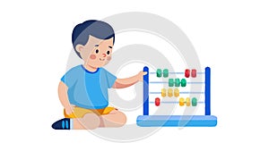 Child Using Abacus Math Learning Education Vector Illustration, vector design Generative AI
