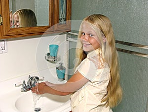 Child washing hands