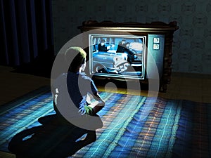 Child watching television photo