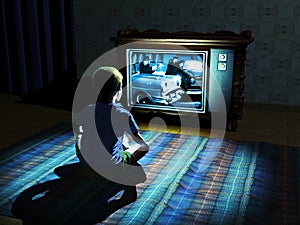 Child watching television