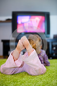 Child is watching TV