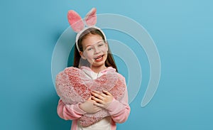 child wearing bunny ears on Easter day