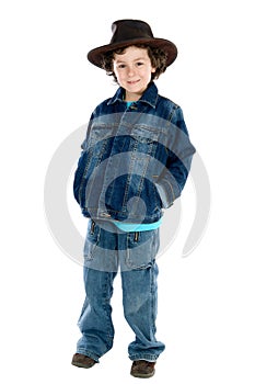 Child wearing a cowboy hat