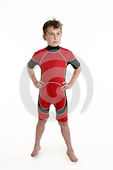 Child wearing a wetsuit