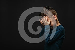 Child whose depression is on a black background