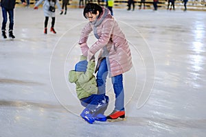 Child winter rink family mother,  people