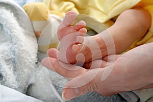 After childbirth, newborn baby. photo