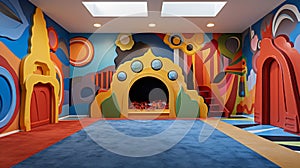 Childerns Playroom with Colorful Murals