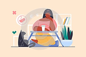 Childfree concept with people scene in flat design. photo