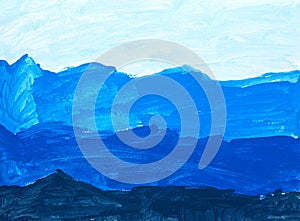 Childhood Blue Wave Abstract Acrylic Painting