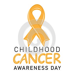 Childhood cancer awareness day banner with hand drawn gold ribbon cross