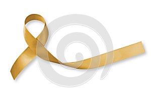 Childhood cancer awareness with Gold ribbon symbolic color (isolated with clipping path)
