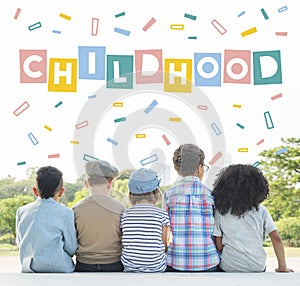 Childhood Children Confetti Cubes Graphic Concept photo