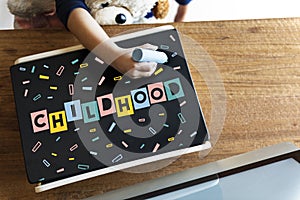 Childhood Children Confetti Cubes Graphic Concept photo