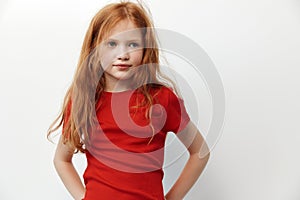 Childhood cute pretty little caucasian young beauty girl portrait background person female face