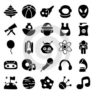 Childhood And Music Solid Icons Pack