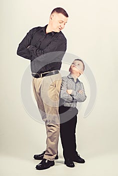 Childhood. parenting. fathers day. father and son in business suit. happy child with father. business partner. little