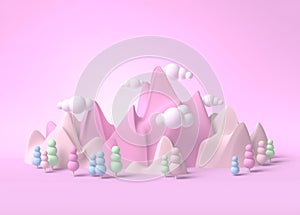 Childhood soft dream fantasy world landscape 3d