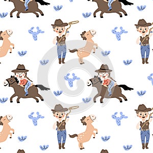 childish boy and girl western pattern for kids