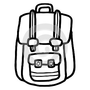 Childish freehand contour drawing of a haversack