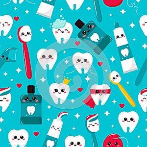 Childish seamless dental pattern.
