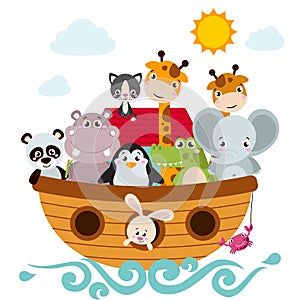 Childish style illustration of Noah`s ark