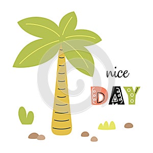 childish vector illustration of palm tree