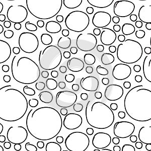 Childlike bubbles seamless pattern. Texture made in hand drawn pencil style.