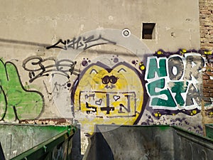 A childlike cat graffiti