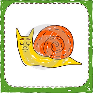 Childlike colored snail animal icon