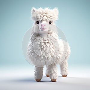 Childlike 3d Alpaca Render In Cinema4d: Realistic And Hyper-detailed photo