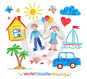 Childlike drawing set