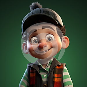 Childlike Innocence: A Cartoon Character In A Hat And Vest