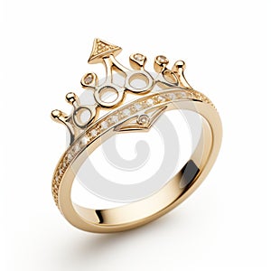 Childlike Innocence And Charm: Gold Crown Ring With White Diamonds